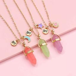 3-Piece Glow in The Dark Crystal BFF Necklace Set