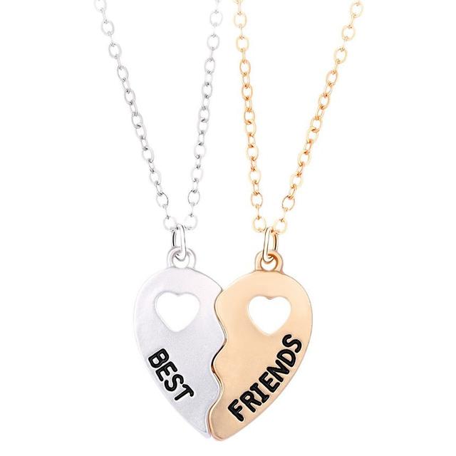Broken Heart Magnetic Best Friends Necklace Gold and Silver